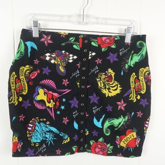 Betsey Johnson Womens Tatoo Print Skirt Large - Picture 2 of 11